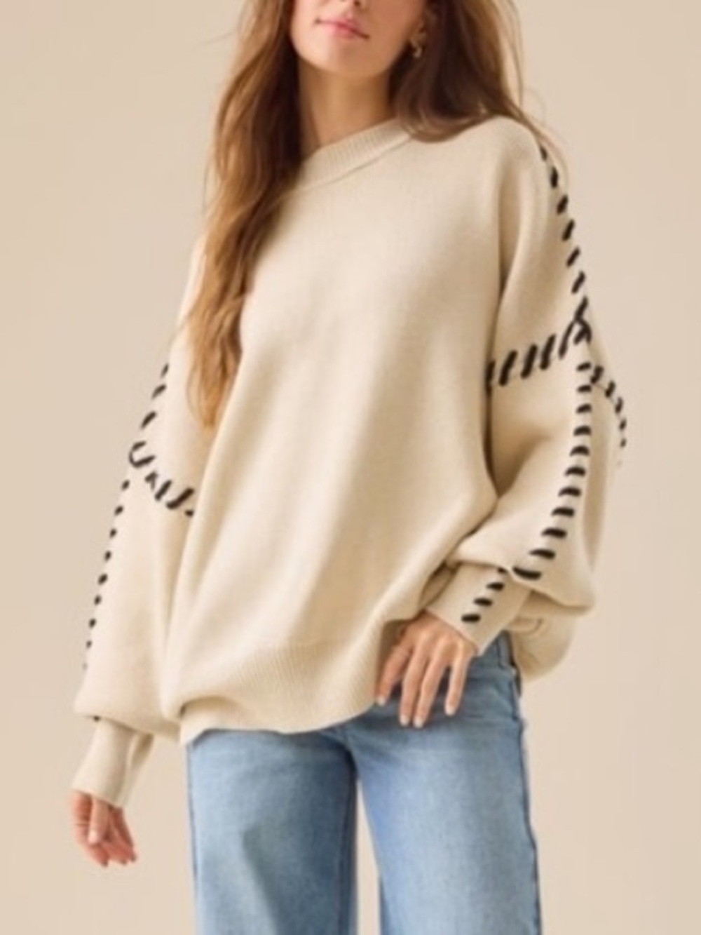 Altar’d State Whipstitch Long-Sleeve Knit Sweater
